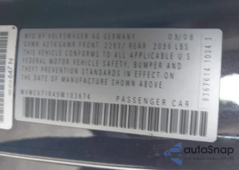 2009 Volkswagen Gti 2-Door z USA, uszkodzony, nr VIN WVWEV71K49W103674